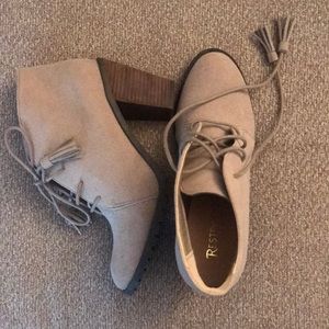 Beige Blockheel Booties-7.5